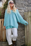 V neck knit jumper ( Aqua)
