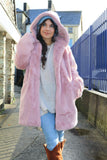 Dusty pink faux fur jacket