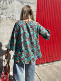 Coral border floral kimono