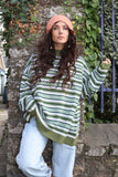 Moss green slouchy stripe jumper