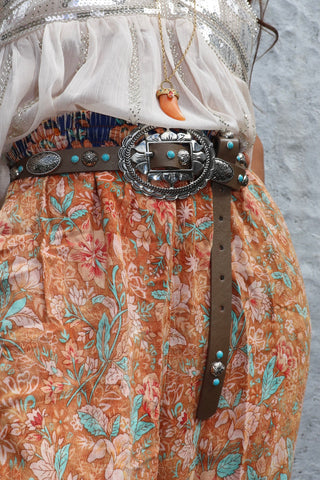 Western turquoise stone belt (Tan)