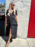 Button down denim dress (Black)
