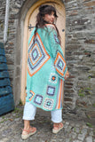 Aqua patchwork crochet cardigan