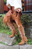 Embroidered western boots (Camel)