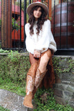 Embroidered western boots (Camel)