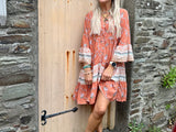 Terracotta floral tunic