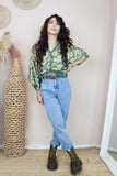 Khaki floral silky blouse