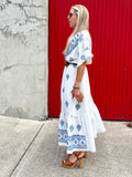 Floral embroidered border dress