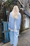 Open back lace detail jumper (Blue)