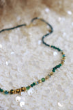 Agate stone and gold beaded necklace
