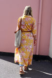 Floral mustard shirt dress