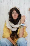 Hooded cable knit scarf
