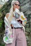 Flower crochet sleeve cardigan