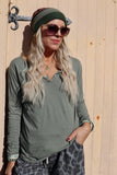 Button detail long sleeve tee (Khaki)