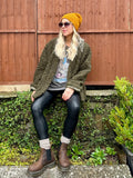 Moss green shearling jacket