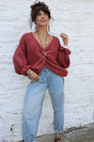 Ruffle sleeve knot detail jumper (Rust)