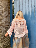 Dusty pink scalloped crochet top