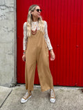 Overalls with wooden buttons (Tan)