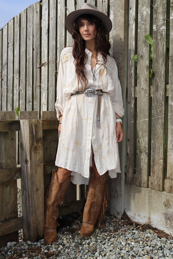 Celestial embroidered shirt tunic