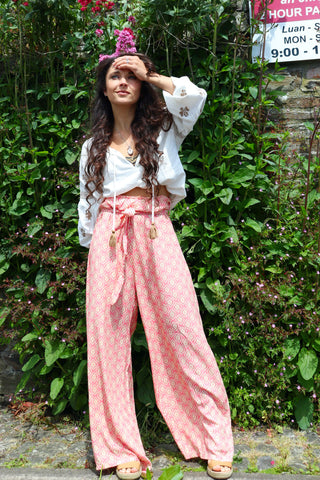 Coral printed trousers