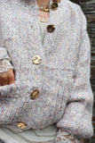 Speckle knit button up cardigan