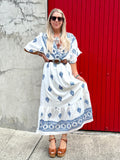 Floral embroidered border dress