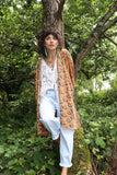 Earth toned Cotton leaf kimono