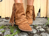 Fringe suede ankle boots