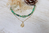 Beaded layered teardrop necklace