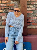 Open knit top (Powder blue)