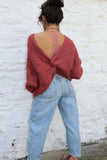 Ruffle sleeve knot detail jumper (Rust)