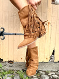Fringe suede ankle boots