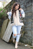 Embroidered fur lined gilet