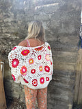 Pink floral crochet cardigan