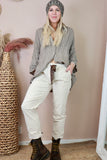 Cream cord trousers with frill pockets