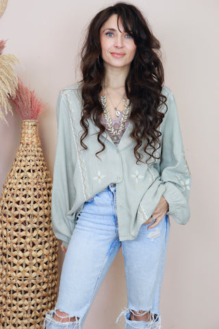 Diamond embroidered blouse