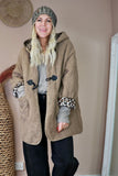 Leopard print detail duffle coat