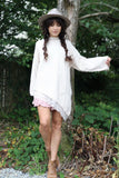 Asymmetrical lace trim jumper