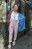 Paper bag waist cord trousers (Pink)