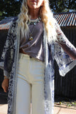 Crochet embroidered kimono