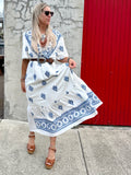Floral embroidered border dress