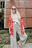 Floral printed red kimono