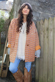 Fan printed quilted jacket