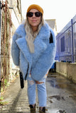 Fluffy periwinkle biker jacket