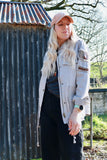 Grey blue beaded utility jacket
