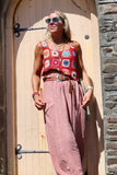 Red granny square crochet top