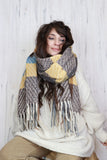 Stripe tassel scarf