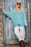 V neck knit jumper ( Aqua)