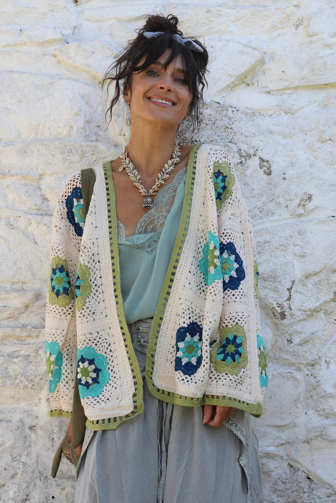 Floral crochet cardigan