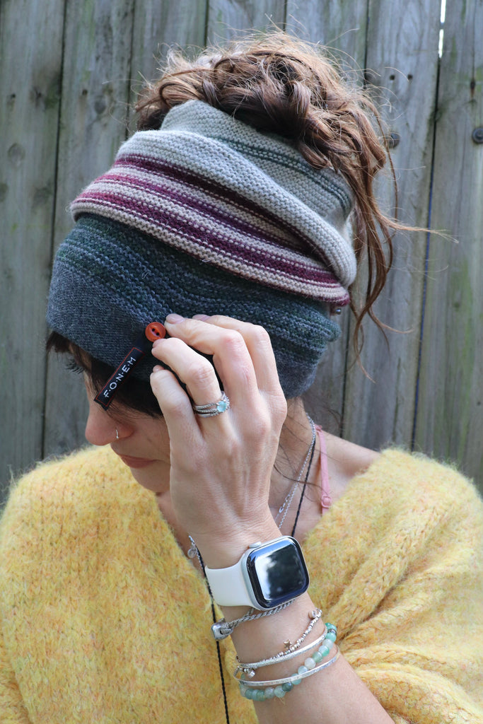 Multiway stripe beanie (Grey)